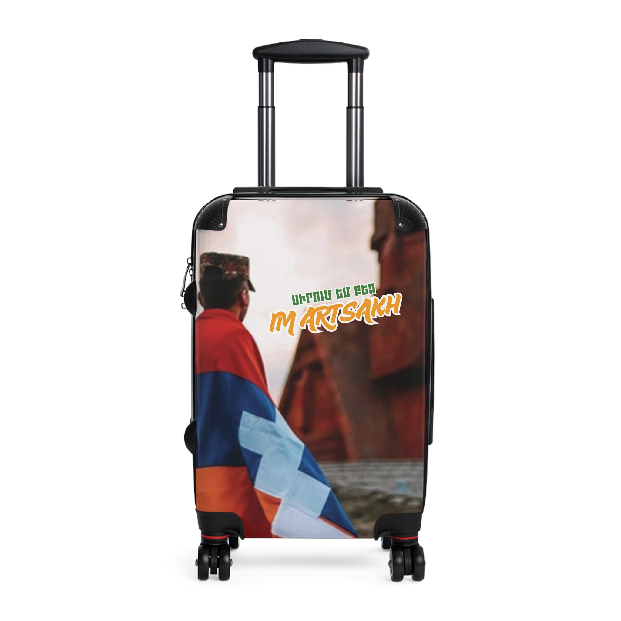 Suitcase — Travel Carry-On with Armenian Flag Design and 'Ես սիրում եմ իմ Արցախ' Text