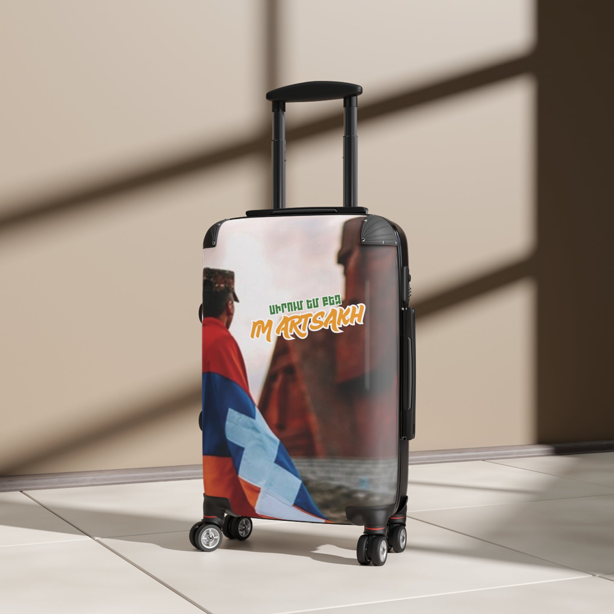 Suitcase — Travel Carry-On with Armenian Flag Design and 'Ես սիրում եմ իմ Արցախ' Text