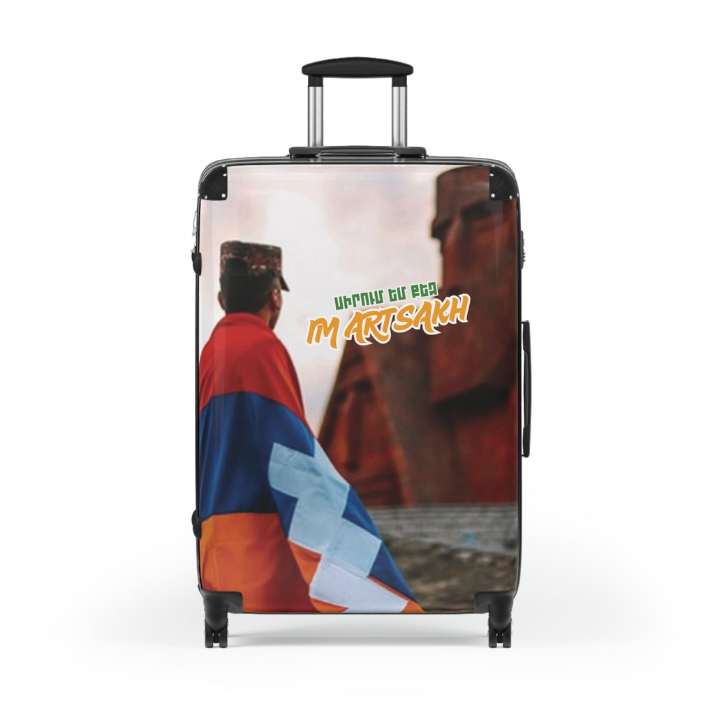 Suitcase — Travel Carry-On with Armenian Flag Design and 'Ես սիրում եմ իմ Արցախ' Text