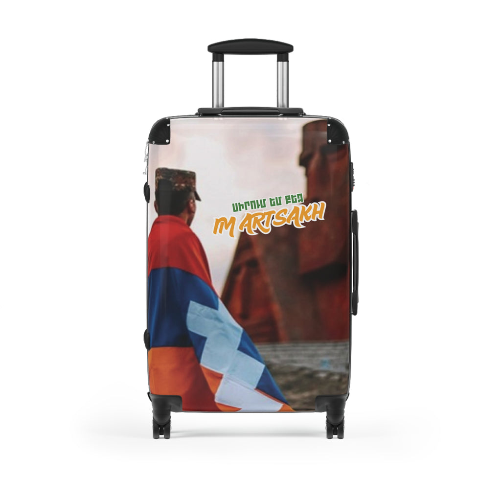 Suitcase — Travel Carry-On with Armenian Flag Design and 'Ես սիրում եմ իմ Արցախ' Text